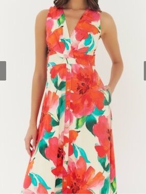 hutch floral slim midi dress Hutch Pliss Floral Dress